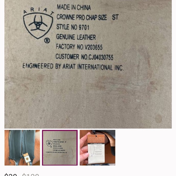 Ariat crown pro leather riding half chaps - Picture 2 of 3